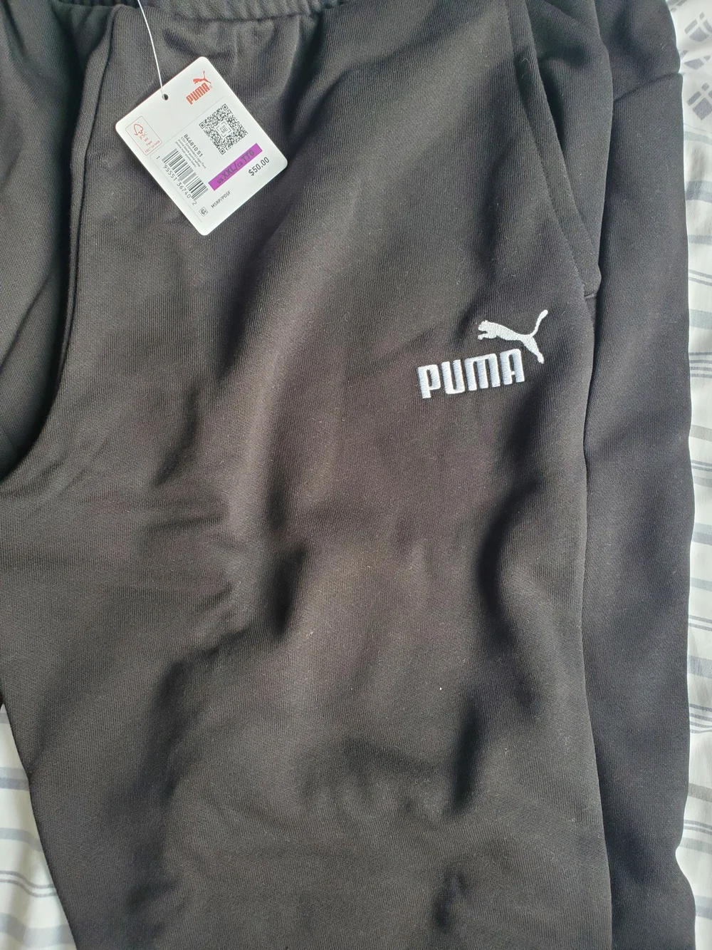 Puma Men's Embroidered Logo Fleece Jogger Sweatpants Size 2XL Color Black